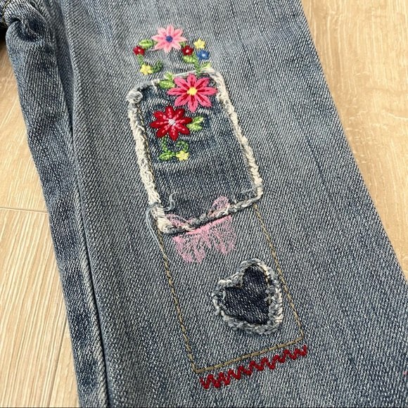 Vintage 1989 Place Floral Patchwork Denim Flare Jeans Sz 18 M - Picture 3 of 11